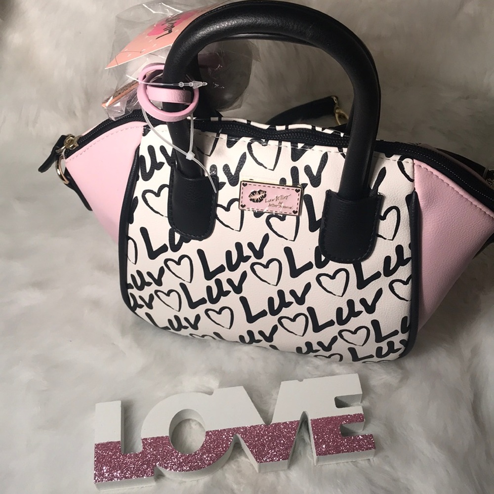 NWT - Betsey Johnson- Luv Betsey Pink/ Black purse